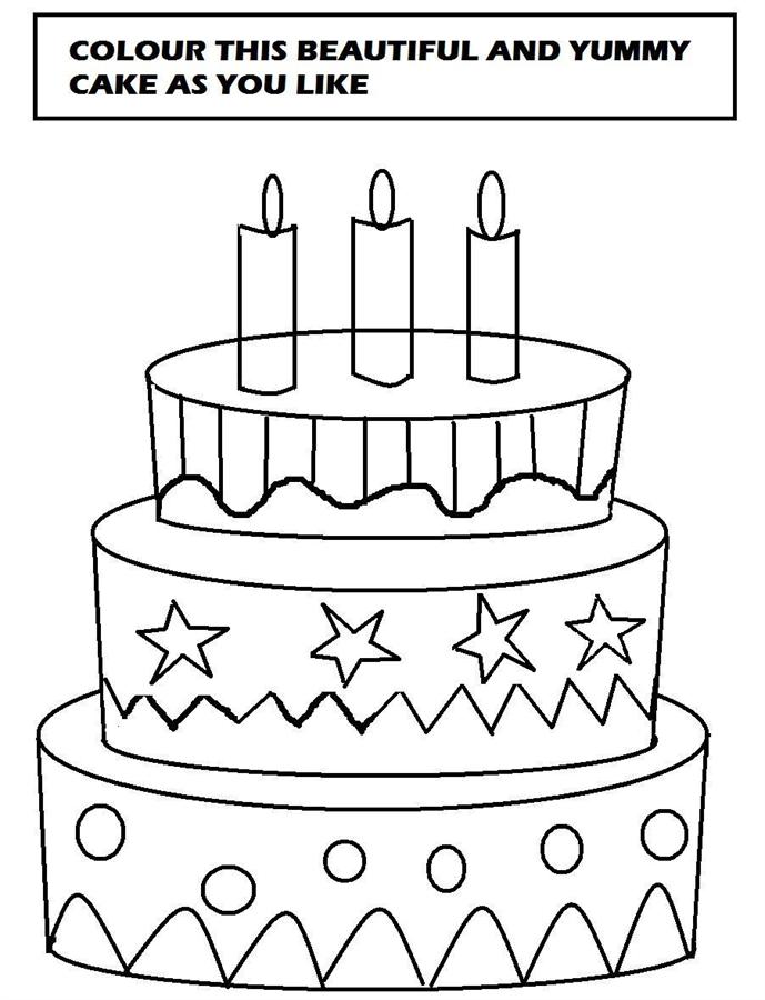 Beautiful cake coloring printable page for kids