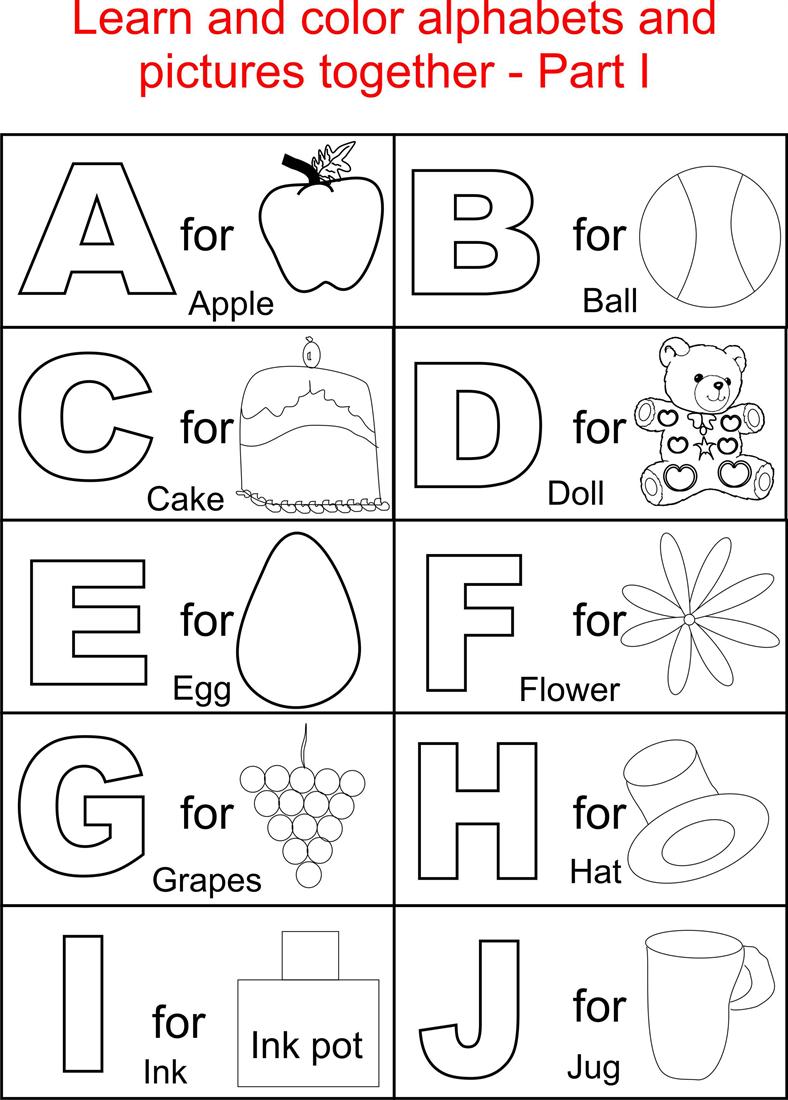 Alphabets Coloring Printable Pages For Kids