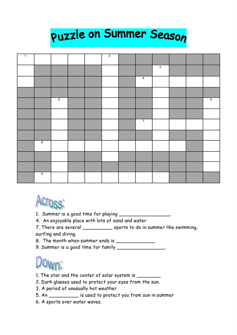 Puzzle on Summer season (Northern Hemisphere)