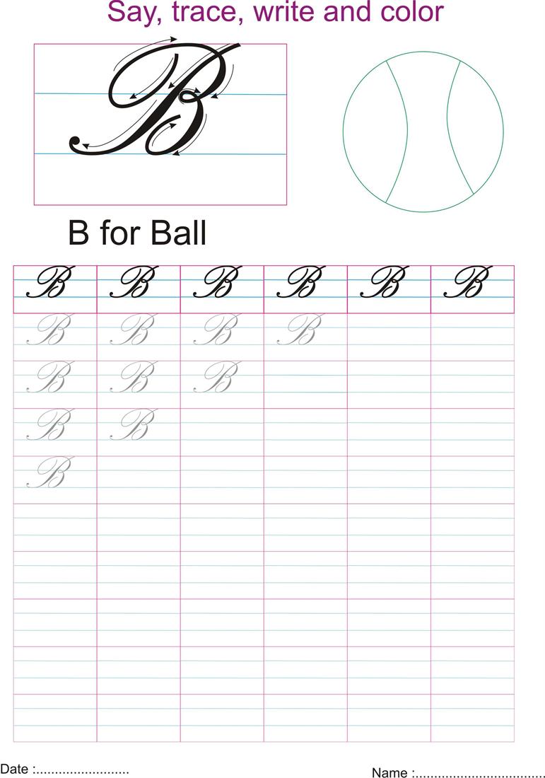 Cursive Captial Letter B Worksheet