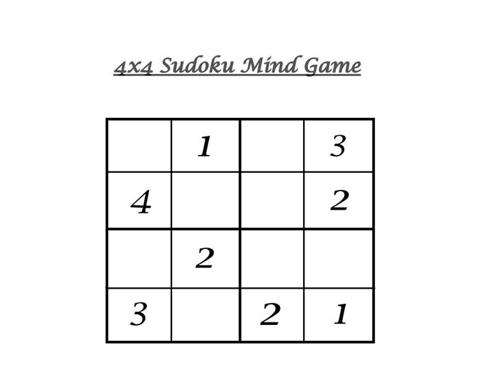 Printable 4x4 Sudoku Printable Templates