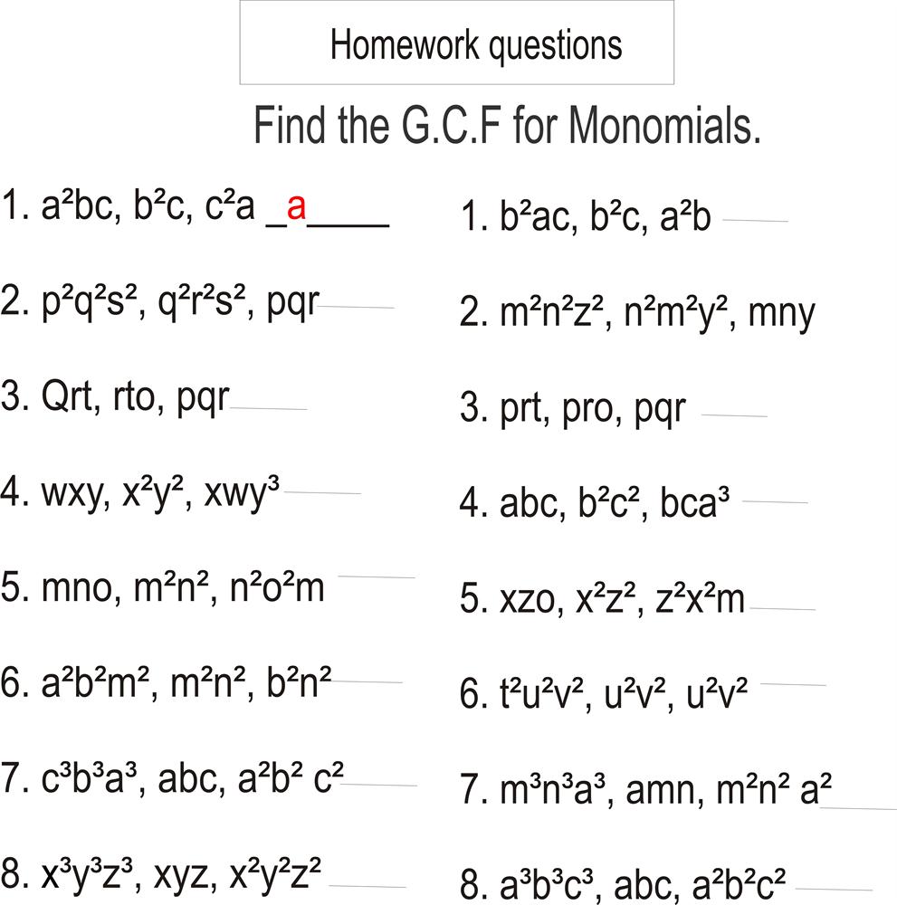 Greatest Common Factor Homework Help The Largest Factor Shared By Two Numbers