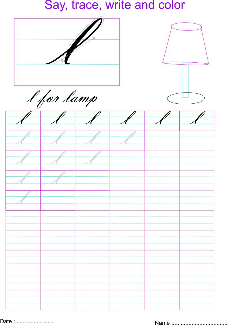 Cursive Small Letter l Worksheet