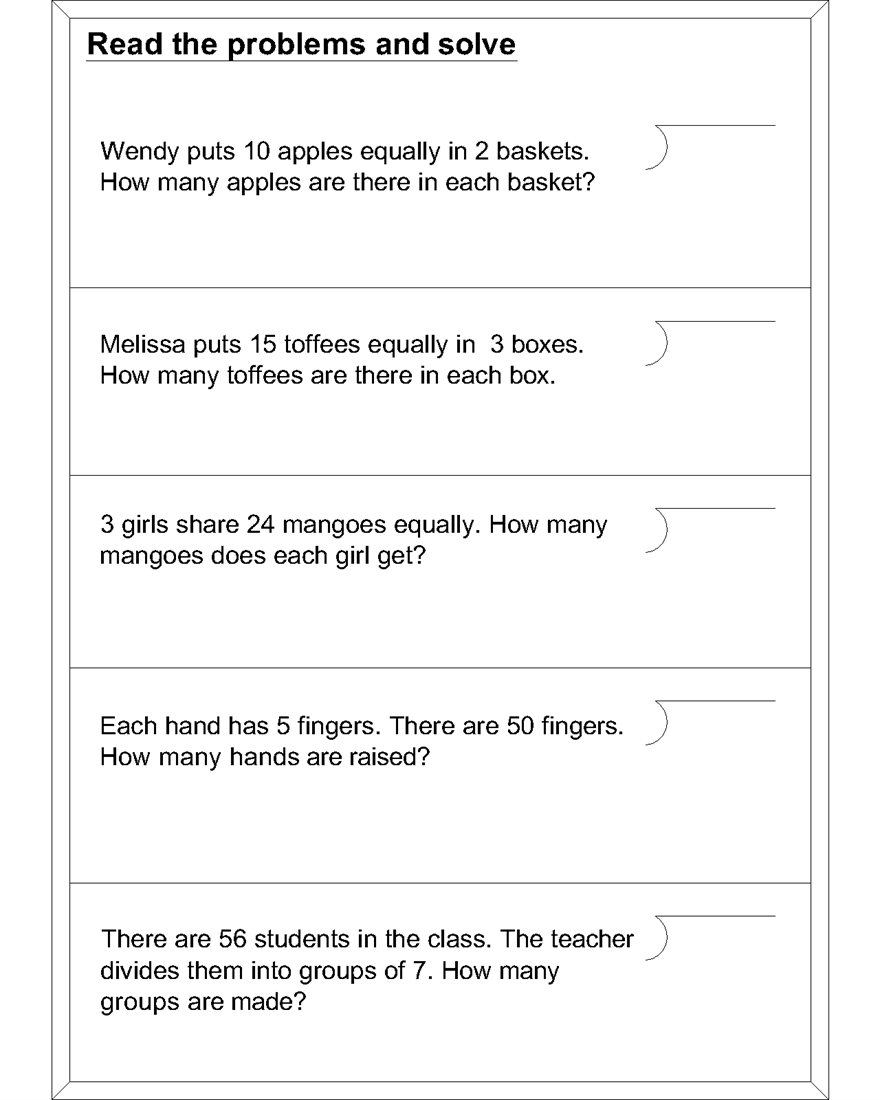 Multiplication And Division Word Problems Grade 3 With Answers 